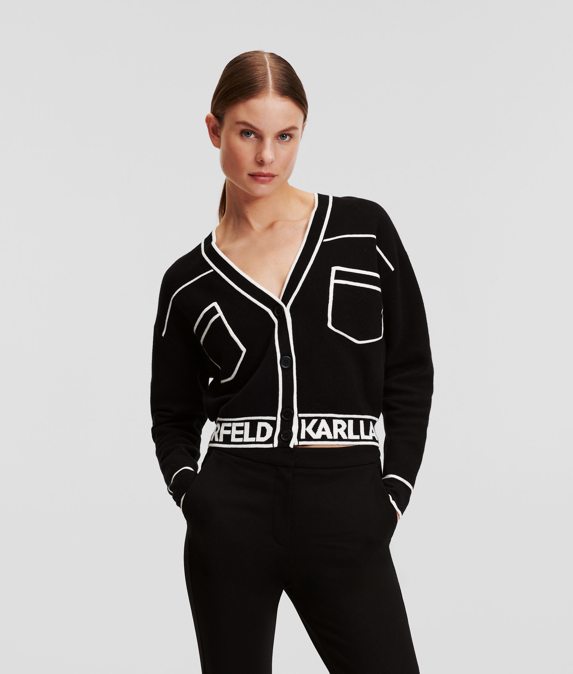 (image for) Fragrant CROPPED KARL LOGO CARDIGAN